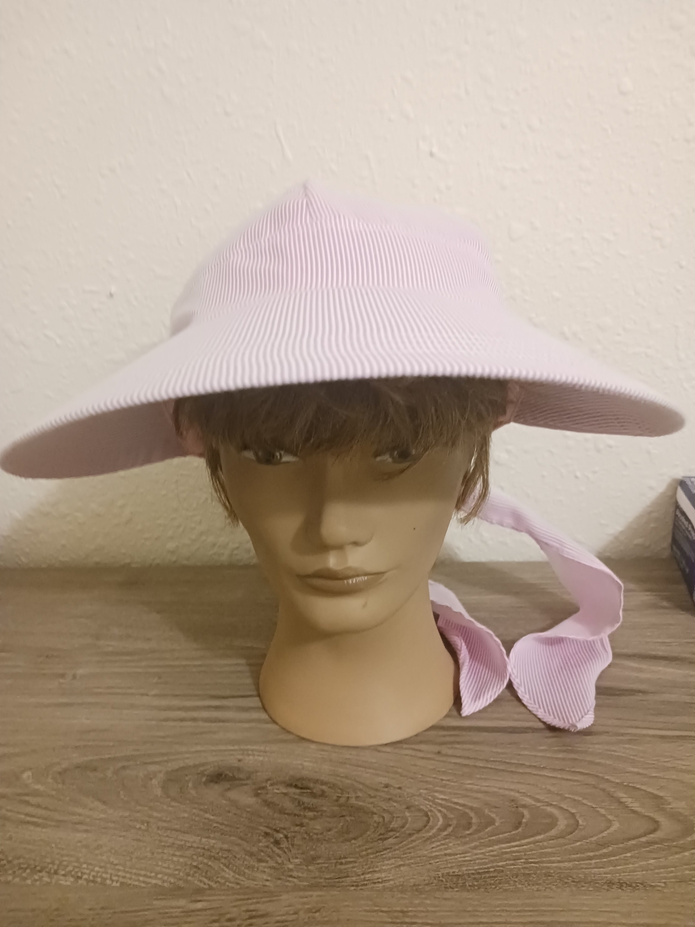 Wide Brim Pink Sun Visor Hat with Tie-Back OSFM Golf Beach